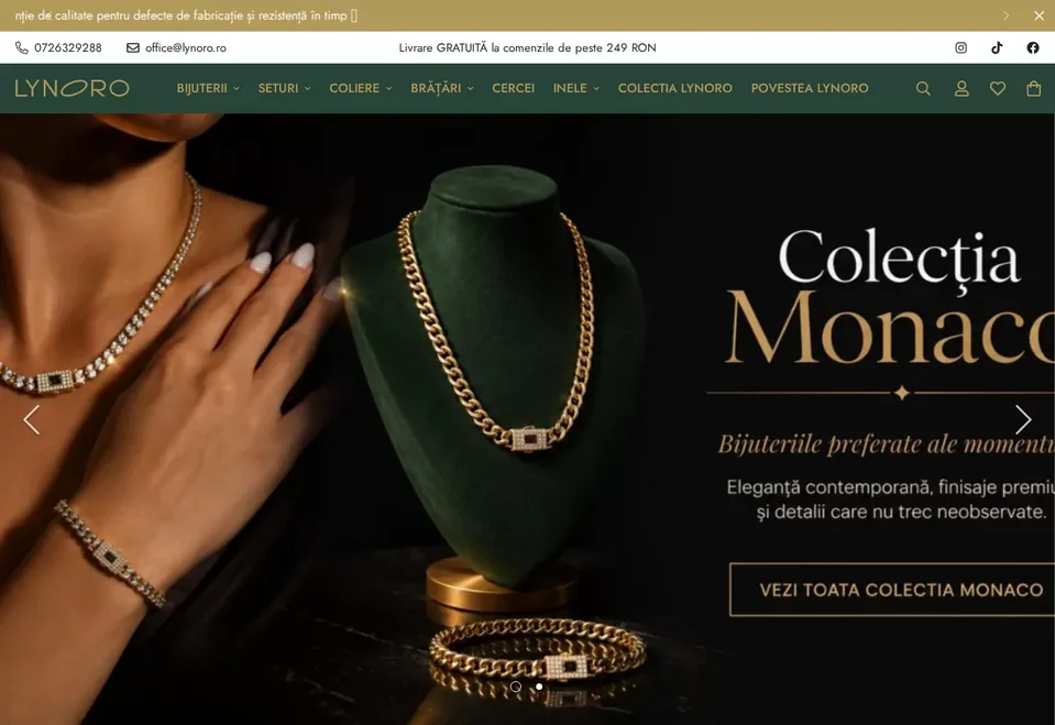 Desktop view of the Lynoro online store