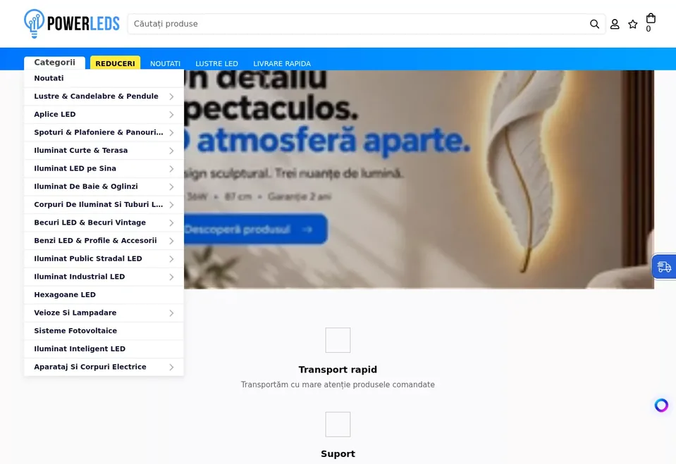 Desktop view of the PowerLeds online store
